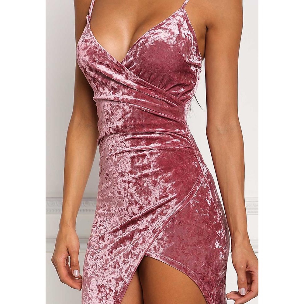 love culture light pink crushed velvet dress